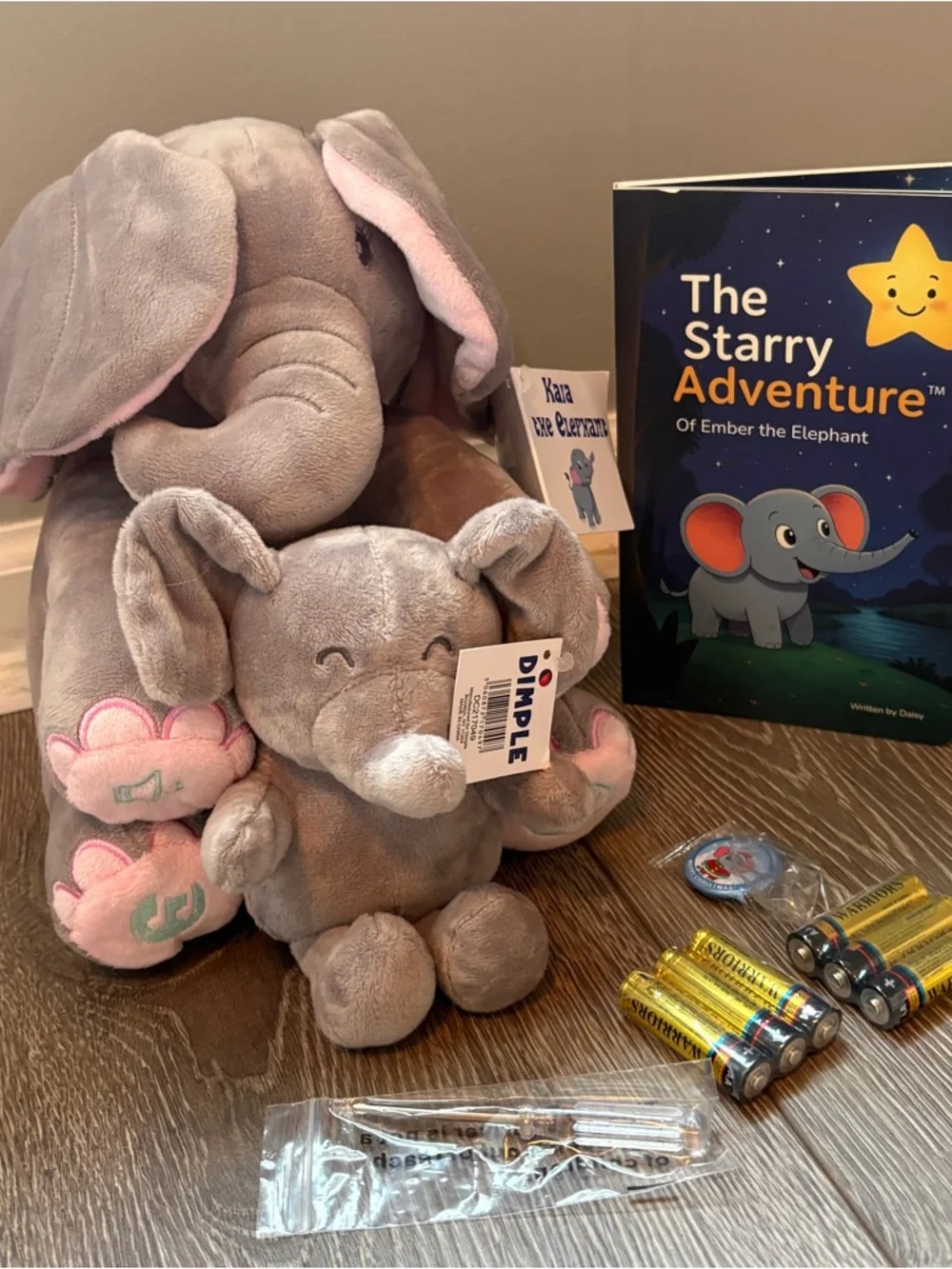 Dimplé Gray Plush Elephant Toy with Pink Accents - Kids Toy